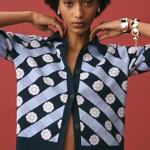 Maeve Blue Boxy Button Down Shirt